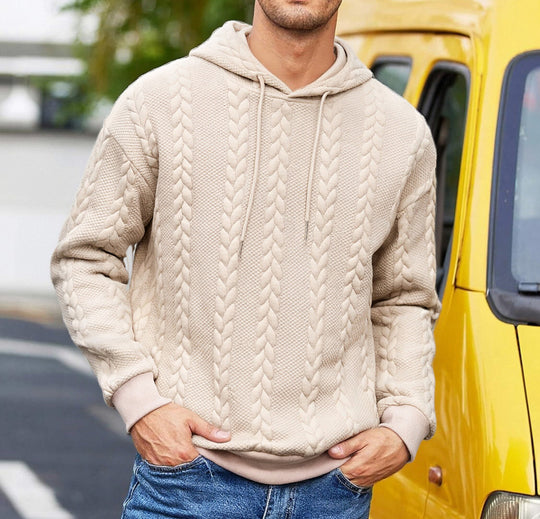 Herren Kapuzenpullover mit erhabenem Flechtrelief und weichem Innenfutter Shop Nory