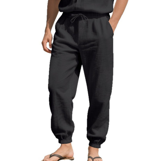 Herren Leichte Leinenoptik-Loungehose mit Tunnelzug, elastischem Knöchelabschluss & Seitentaschen Shop Nory