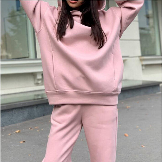 Damen Oversize-Kapuzen-Sweatshirt und Jogginghose Set mit Fleece-Innenseite und elastischen Bündchen Shop Nory