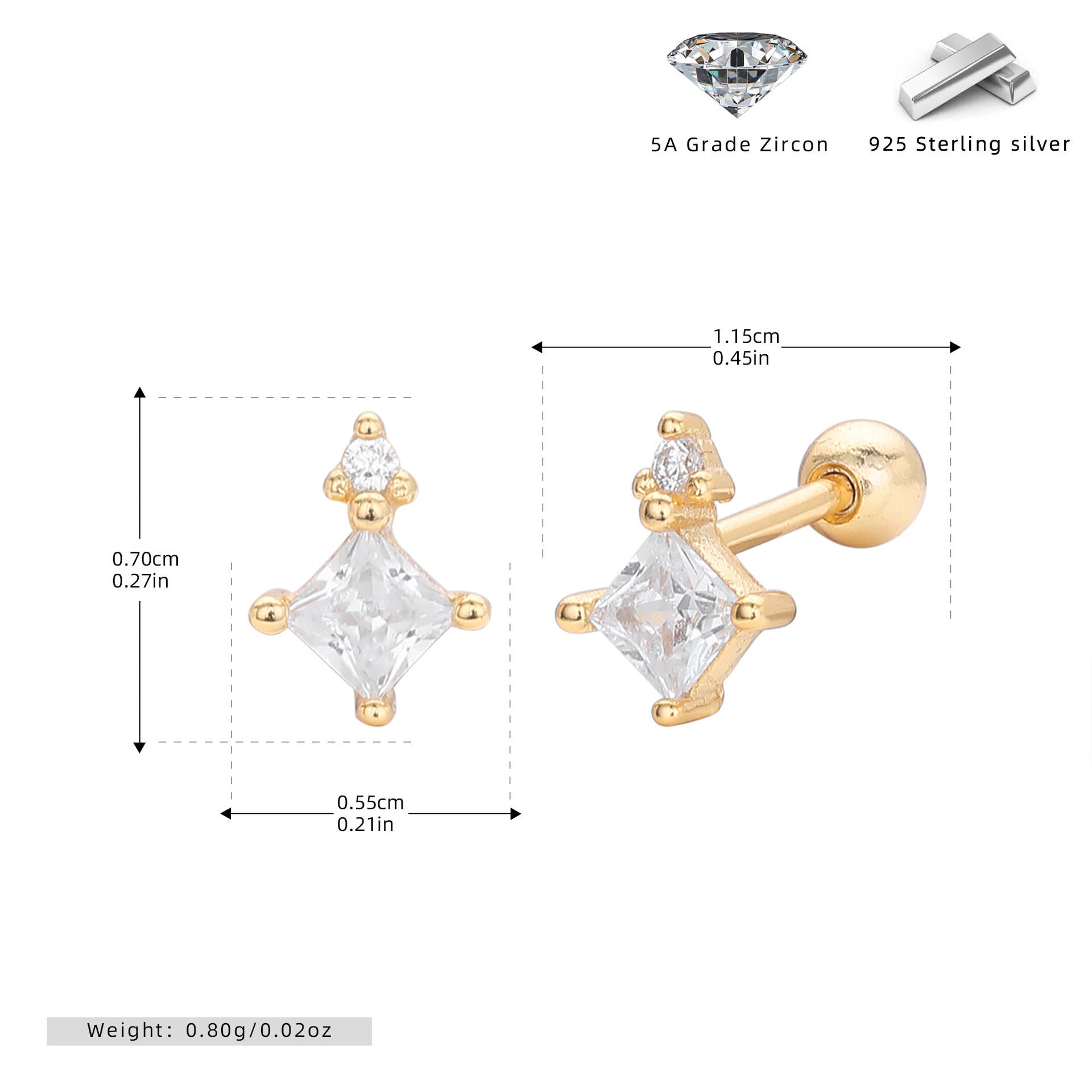 Damen Ohrstecker mit funkelndem Zirkon und eleganter Goldfassung Shop Nory