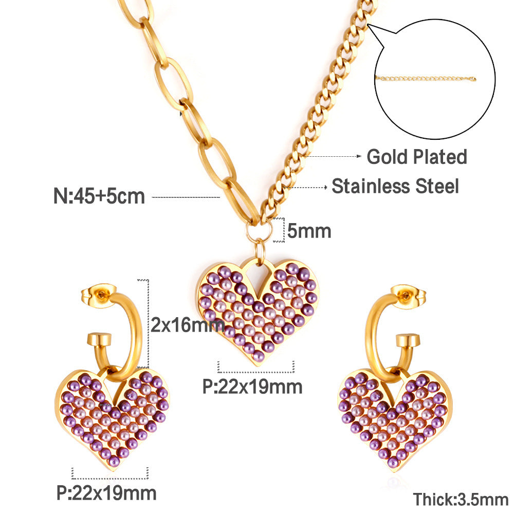 Damen Edelstahl Schmuckset mit quadratischem Anhänger und passenden Ohrringen Shop Nory