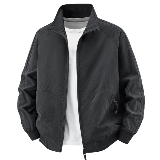 Herren Leichte Utility‑Bomberjacke mit hohem Stehkragen und großen Rundtaschen Shop Nory