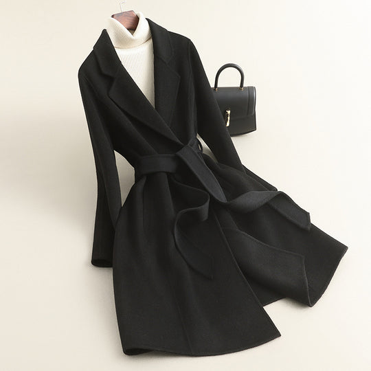 Damen Eleganter Wollmantel mit praktischen Taschen Shop Nory