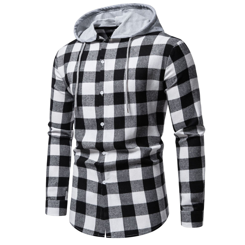 Herren Flanellhemden mit integriertem Kapuzen-Design und lässigem Look Shopnory