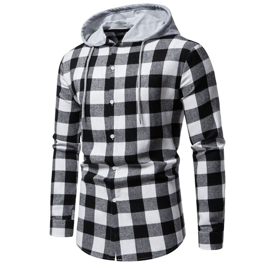 Herren Flanellhemden mit integriertem Kapuzen-Design und lässigem Look Shopnory