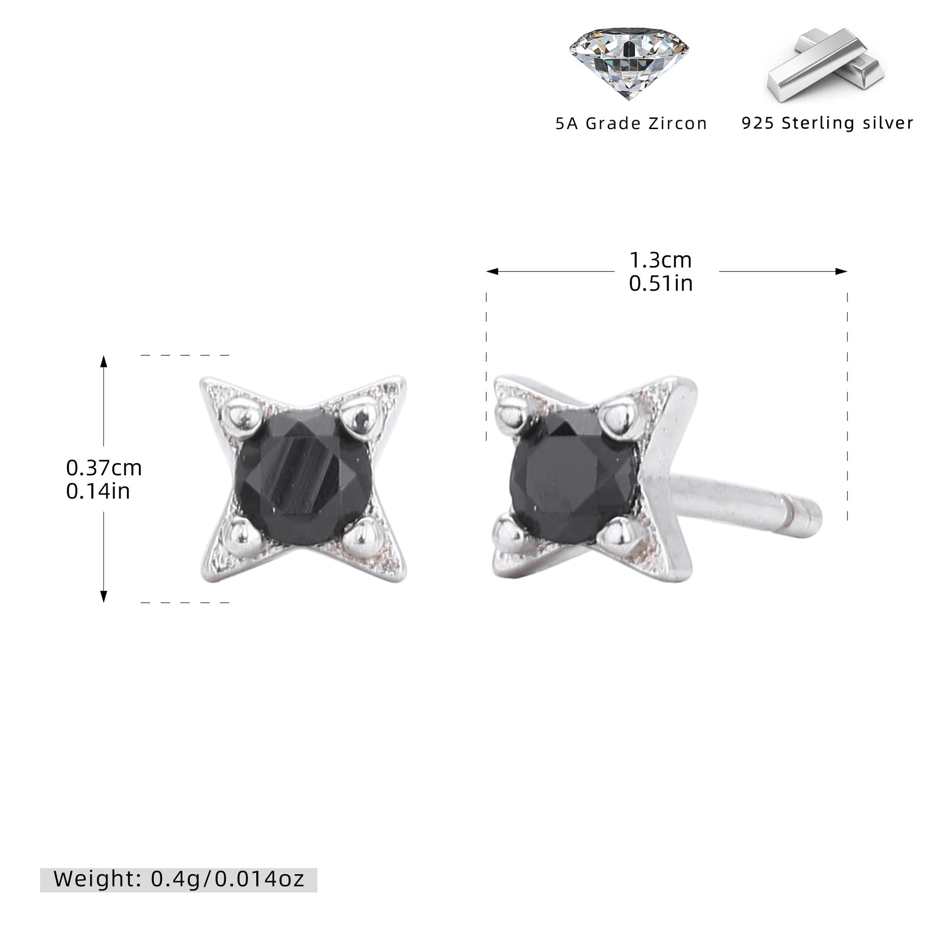 Damen Ohrstecker mit funkelnden Zirkonsteinen in starlike Gestaltung Shop Nory