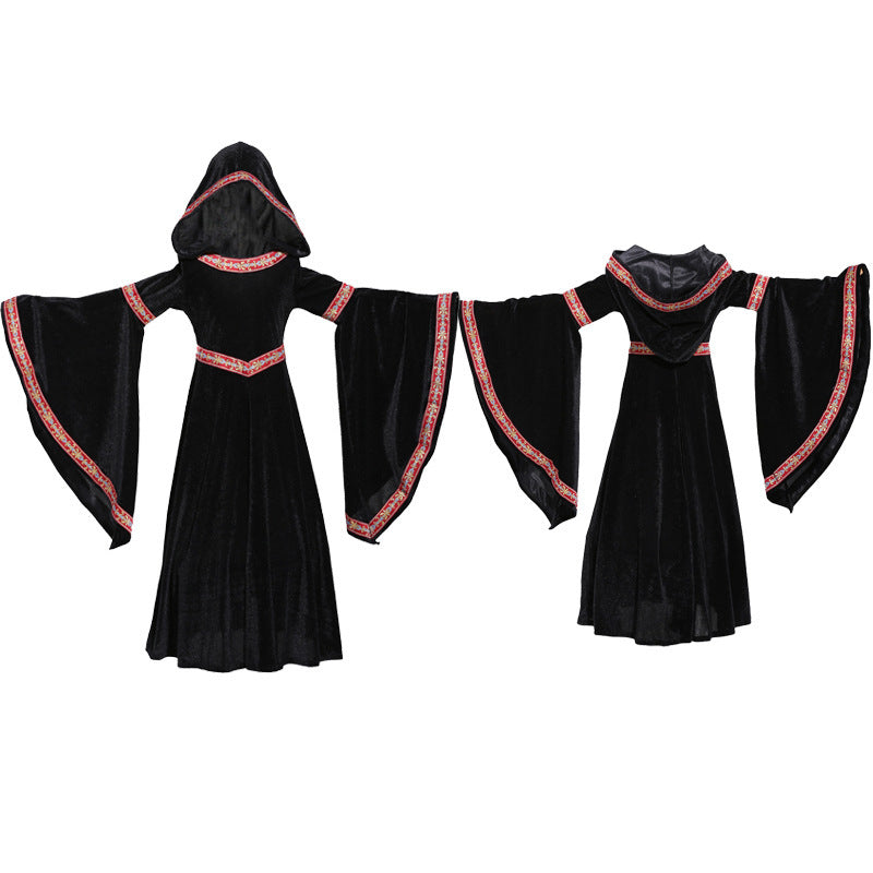 Damen Elegantes Zauberinnenkostüm mit weit ausgestellten Ärmeln und verspieltem Kapuzenkragen Shop Nory