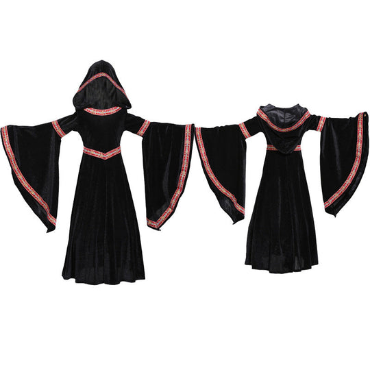 Damen Elegantes Zauberinnenkostüm mit weit ausgestellten Ärmeln und verspieltem Kapuzenkragen Shop Nory