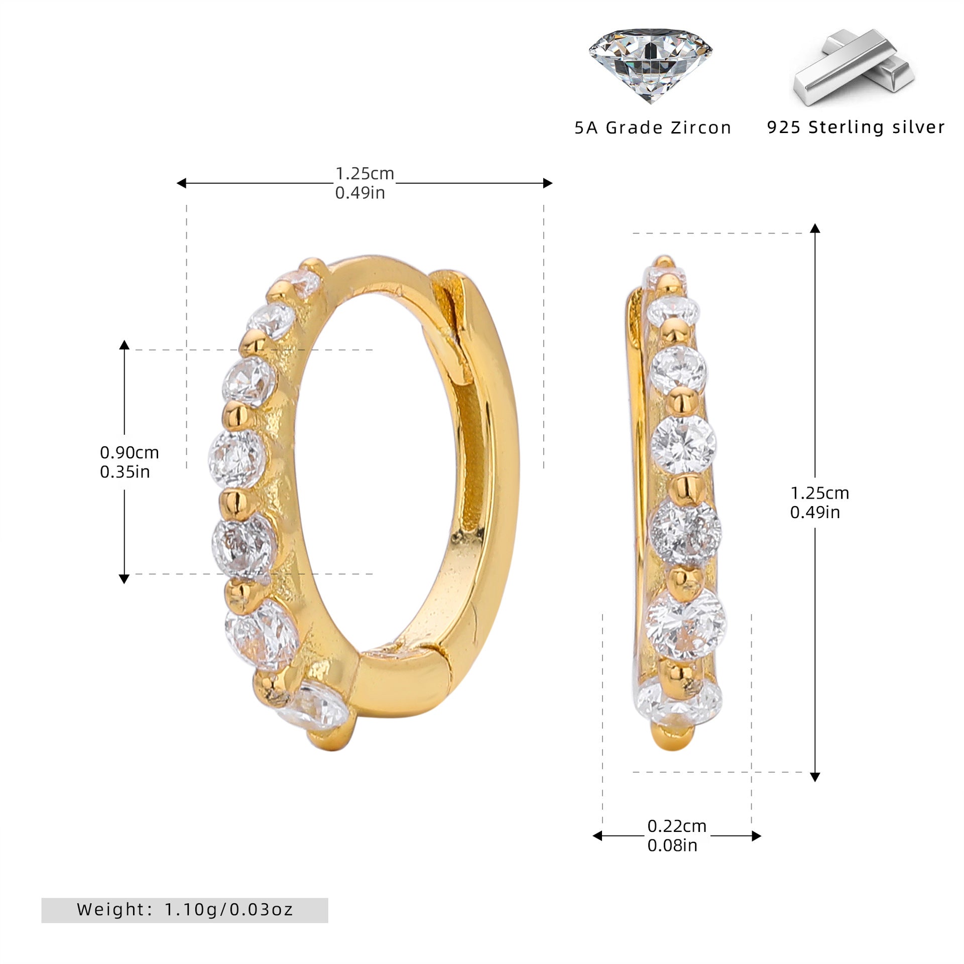 Damen Creolen mit bunten Zirkon-Akzenten aus hochwertigem 925 Sterling Silber Shop Nory