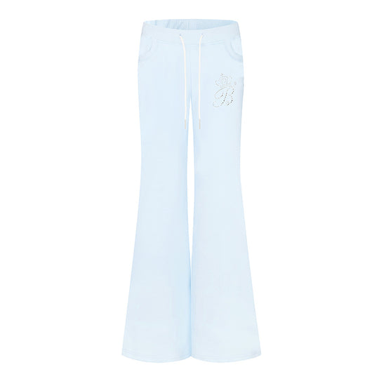 Damen Ausgestellte Loungehose mit hohem Komfortbund, Kordelzug und Strass‑Logo Shop Nory