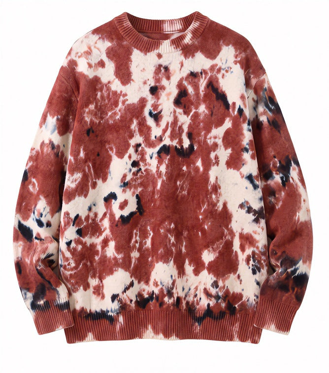 Herren Oversized Batik-Pullover mit Rundhalsausschnitt und Rippbündchen Shop Nory