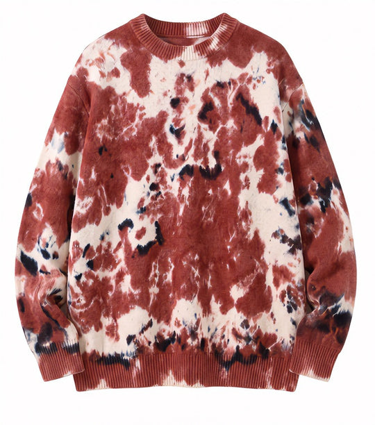 Herren Oversized Batik-Pullover mit Rundhalsausschnitt und Rippbündchen Shop Nory