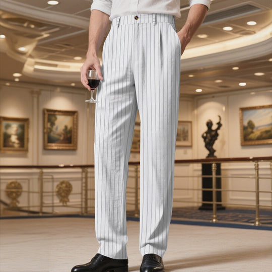 Herren elegante Anzughose mit feinem Nadelstreifen und bequemer Passform