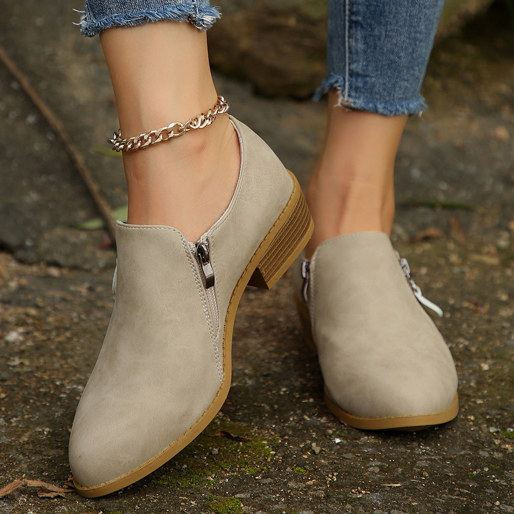 Damen Elegante Stiefeletten mit modischem Reißverschluss und komfortablem Blockabsatz