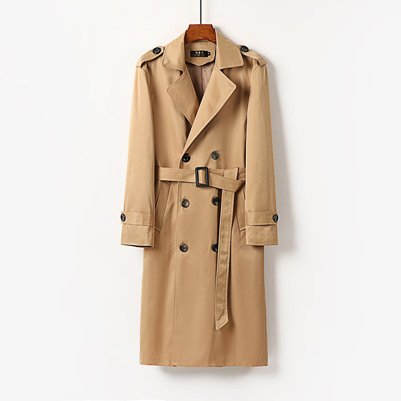Herren Wasserabweisender doppelt geknöpfter Trenchcoat mit Bindegürtel und Epauletten Shop Nory