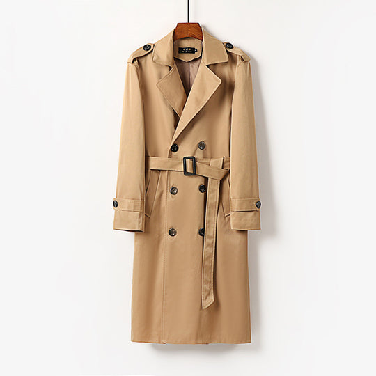 Herren Wasserabweisender doppelt geknöpfter Trenchcoat mit Bindegürtel und Epauletten Shop Nory