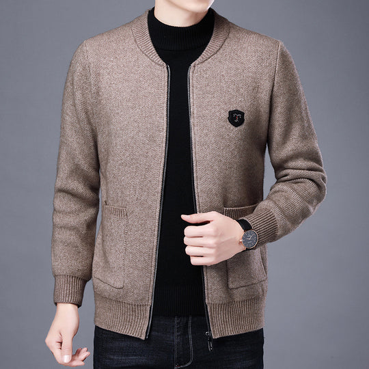Herren Feinstrick-Cardigan mit durchgehendem Reißverschluss, Brustemblem und aufgesetzten Taschen Shop Nory