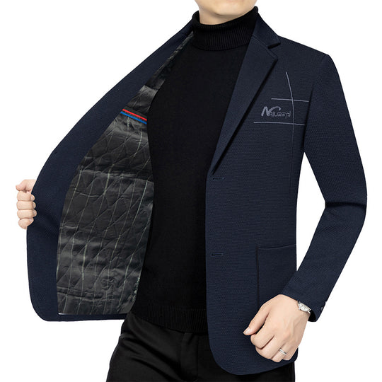 Herren elegantes halbgefüttertes Struktur-Sakko mit gesteppter Thermo-Innenfütterung und aufgesetzten Taschen Shop Nory