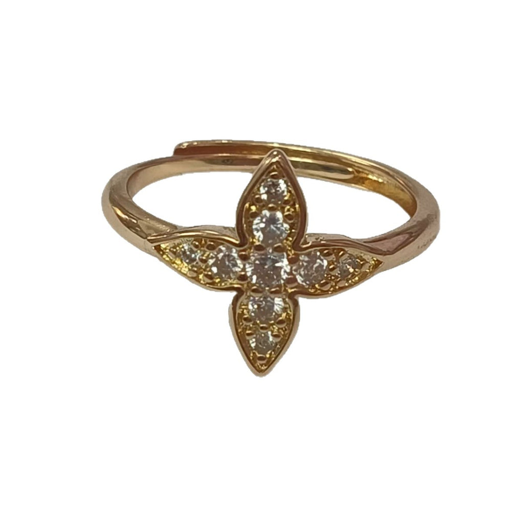 Damen eleganter Ring mit kunstvollem Kreuzdesign und funkelnden Zirkonia Shop Nory