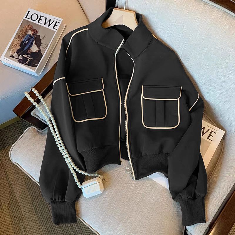 Damen Modische Cropped-Jacke mit Taschen Shop Nory