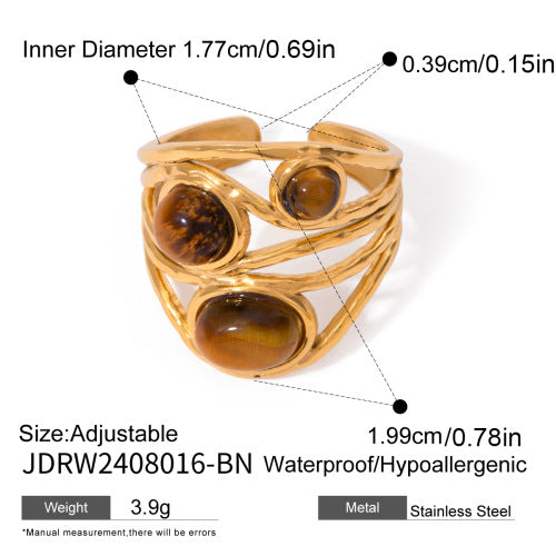 Damen Offenes Armband mit strukturiertem Design und hochwertigem Tigeraugen-Akzent Shop Nory