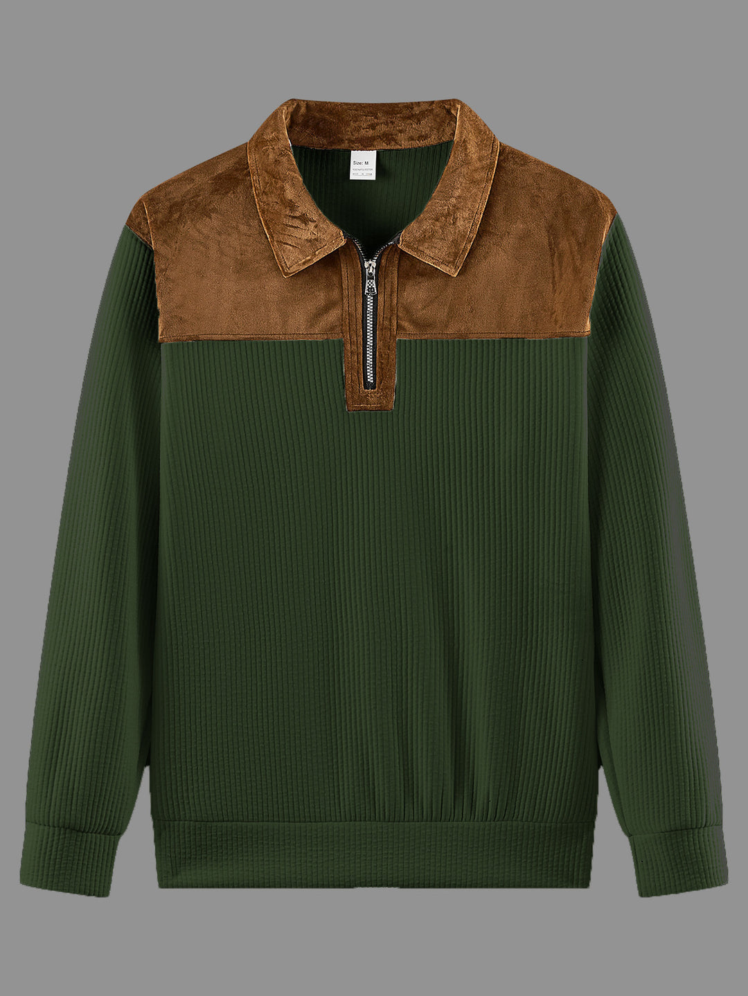 Unisex nan feinstrukturierter Strickpullover mit halbem Reißverschlusskragen und Samtbesatz Shop Nory