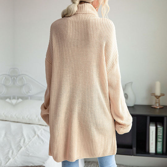 Damen Langer Rollkragen-Strickpullover als Tunika mit hohem Seitenschlitz und Oversize-Ärmeln Shop Nory