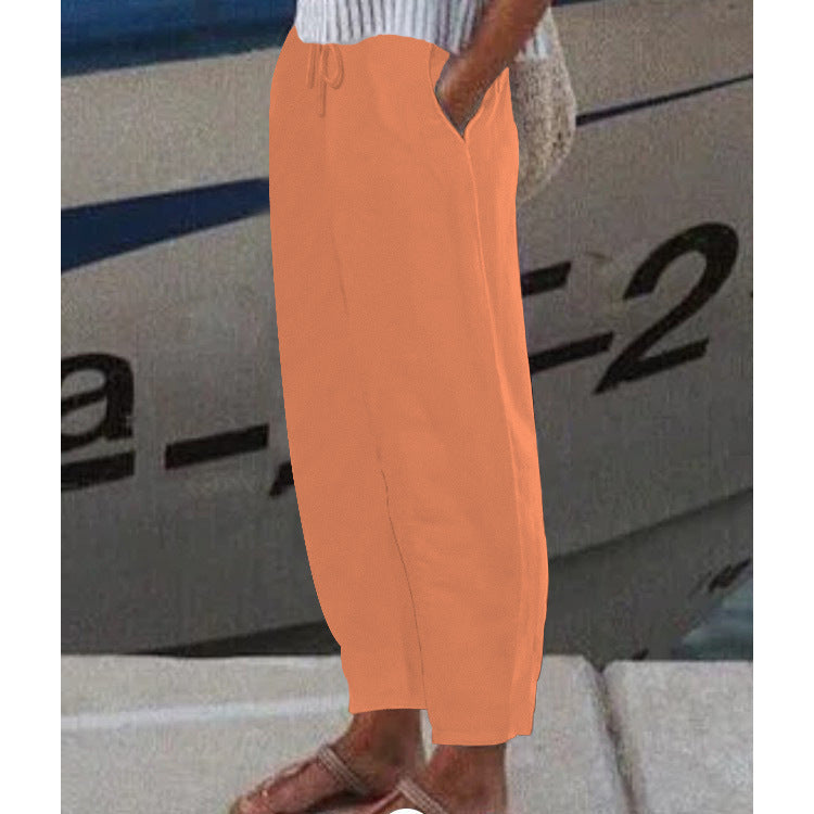 Damen Ankle Harem Hose mit Kordelzug, Seitentaschen und elastischem Knöchelbund Shop Nory
