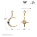 Damen Ohrhänger mit funkelndem Mond- und Sternmotiv aus 925 Sterlingsilber Shop Nory
