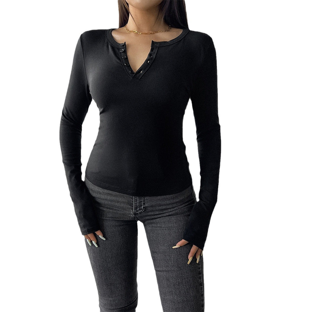 Damen nan tailliertes Henley-Longsleeve mit Stretchjersey und Daumenloch Shop Nory