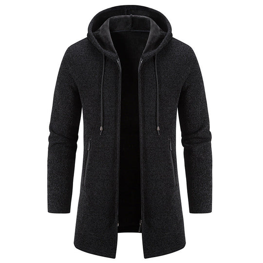 Herren praktische und stilvolle Fleecejacke mit Kapuze und Reißverschlusstaschen