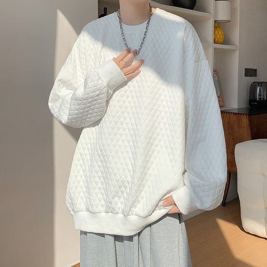 Herren Oversize-Quilt-Sweatshirt mit Rautenmuster und gerippten Bündchen Shop Nory
