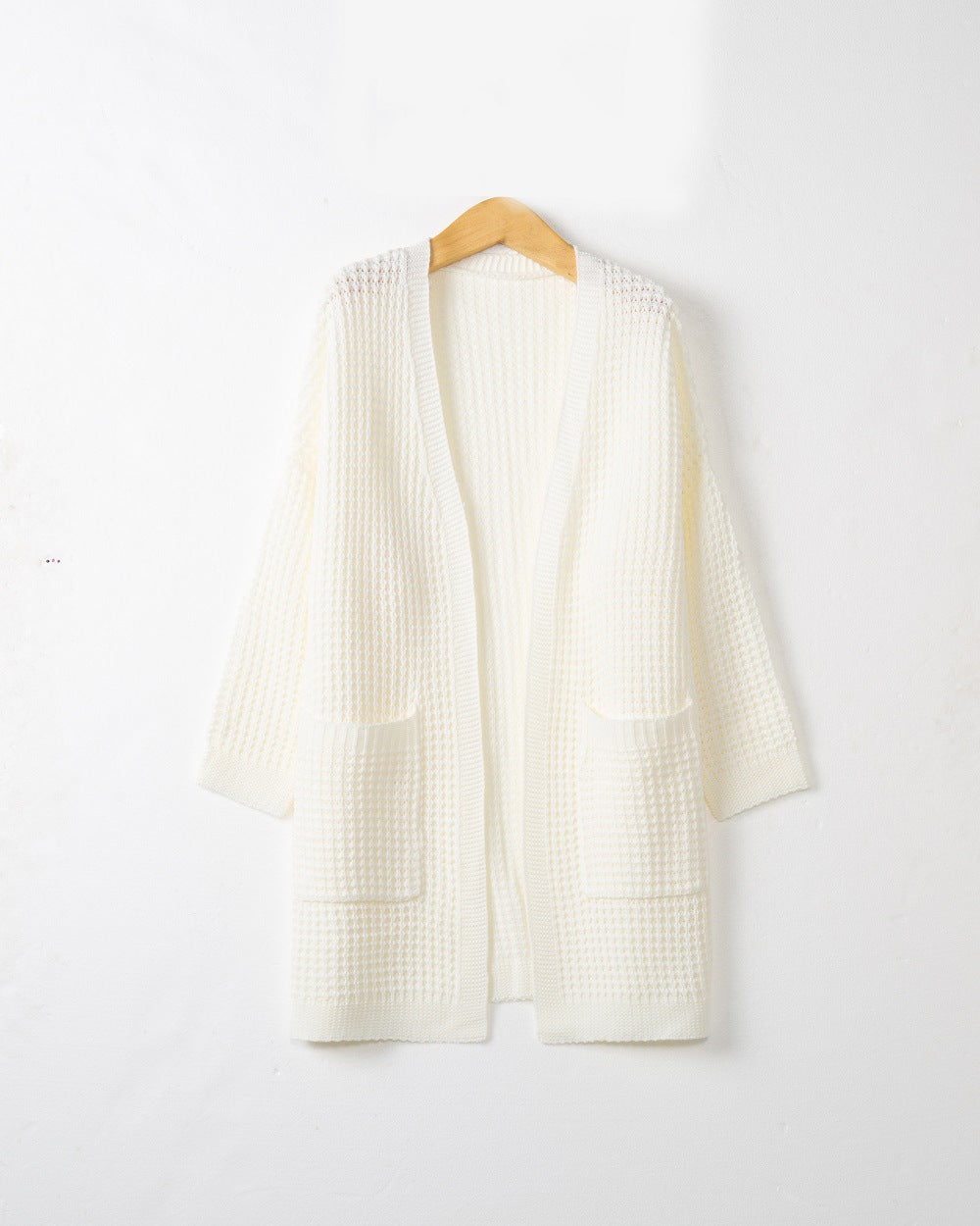 Damen Langer Oversize Strickmantel mit offener Front und aufgesetzten Taschen Shop Nory