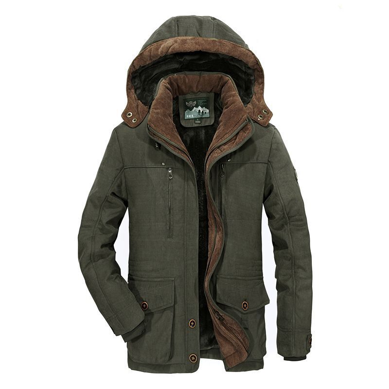 Herren Gefütterter Parka mit Kapuze und Kunstfellfutter Shop Nory