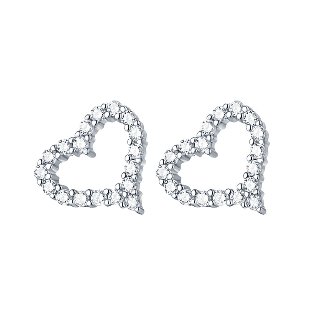 Damen Ohrringe im Herzdesign mit glitzerndem Zirkonia-Besatz Shop Nory