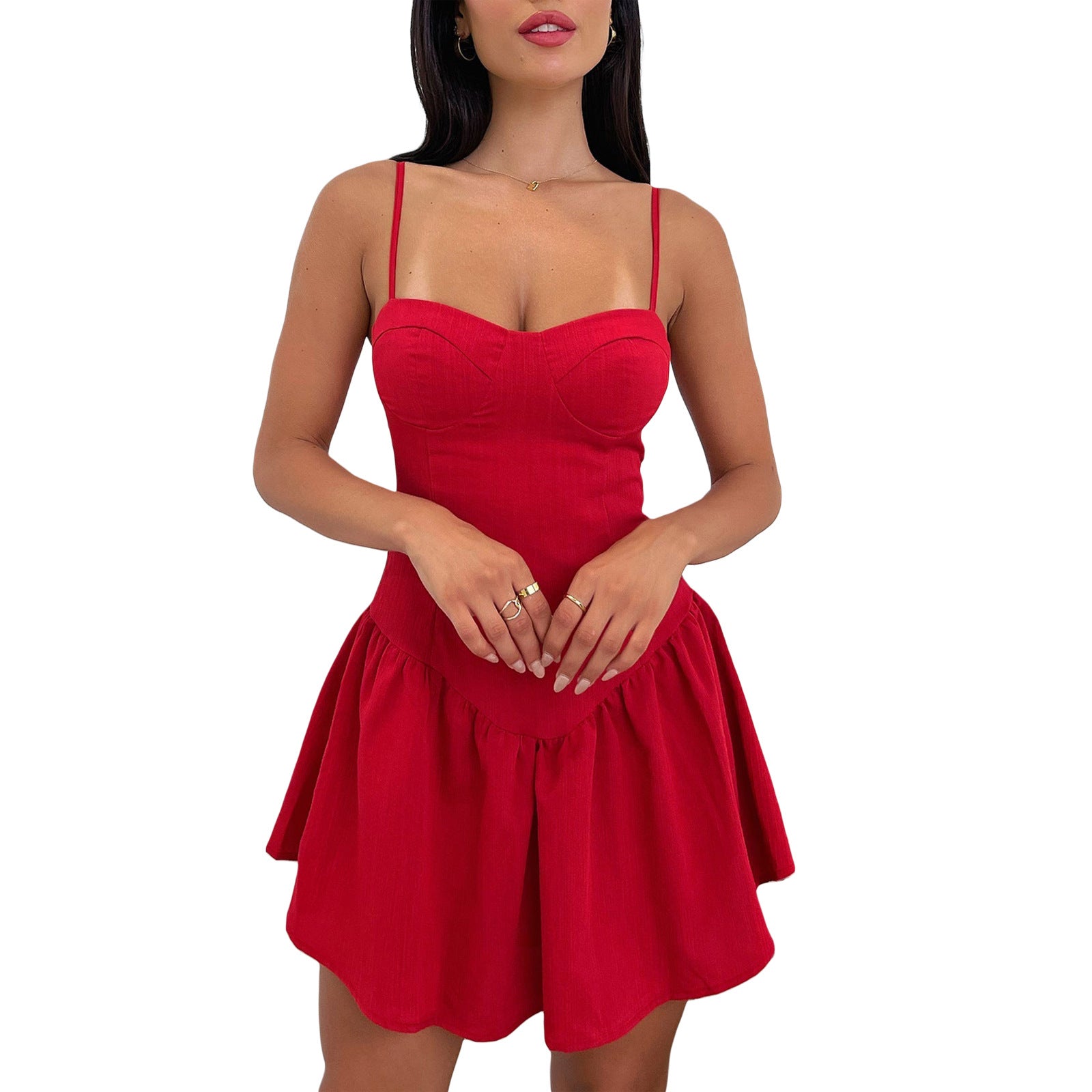 Damen trägerloses Minikleid mit Rüschendesign und figurbetontem Schnitt