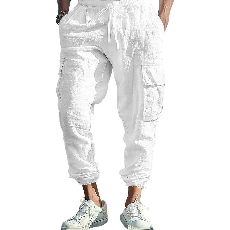 Herren luftige Cargo-Hose mit elastischem Bund und seitlichen Taschen