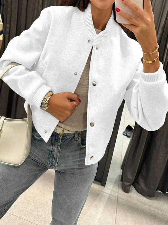 Damen Kurzjacke im Bomberstil aus Teddyfleece mit Rippbündchen Shop Nory