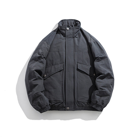 Herren Boxy Utility-Bomberjacke mit Stehkragen und aufgesetzten Klappentaschen Shop Nory