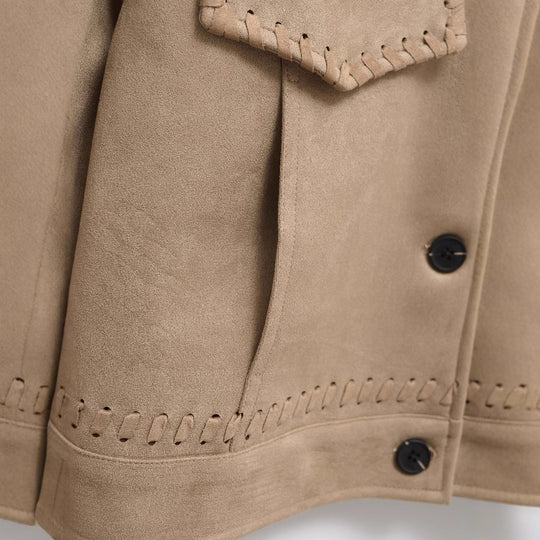 Damen Kurzjacke aus Veloursimitat mit Ziernaht‑Schnürung Shop Nory
