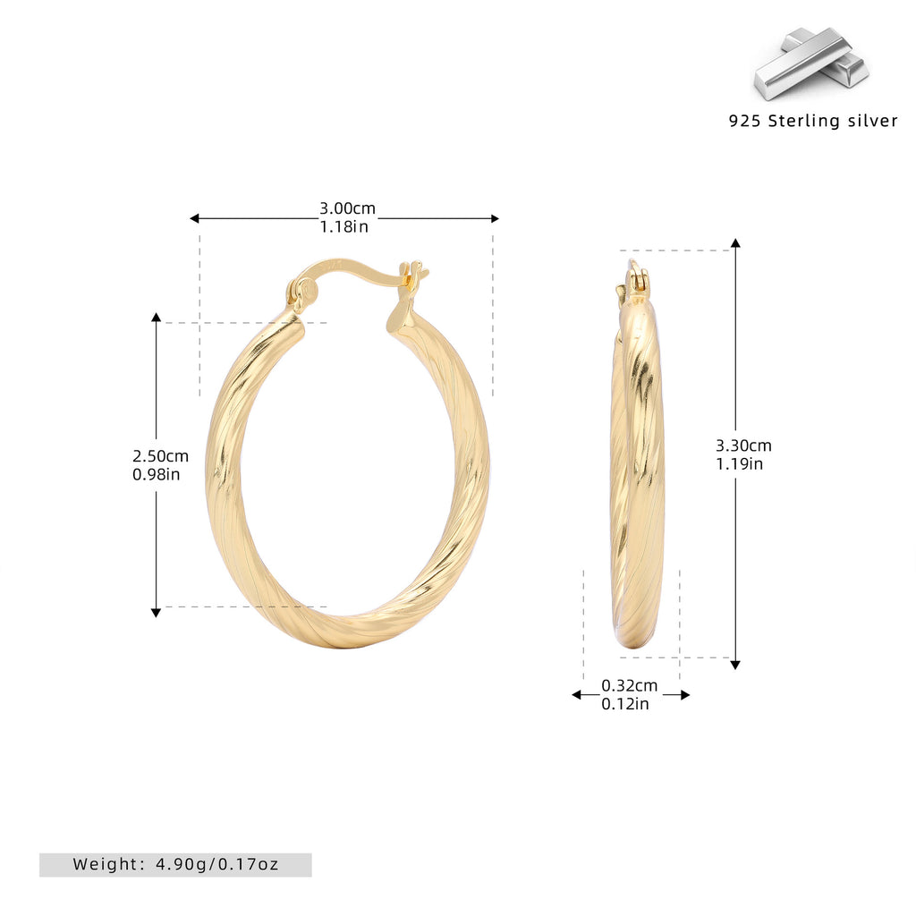 Damen Creolen mit elegantem geschwungenem Design aus hochwertigem 925 Sterling Silber Shop Nory