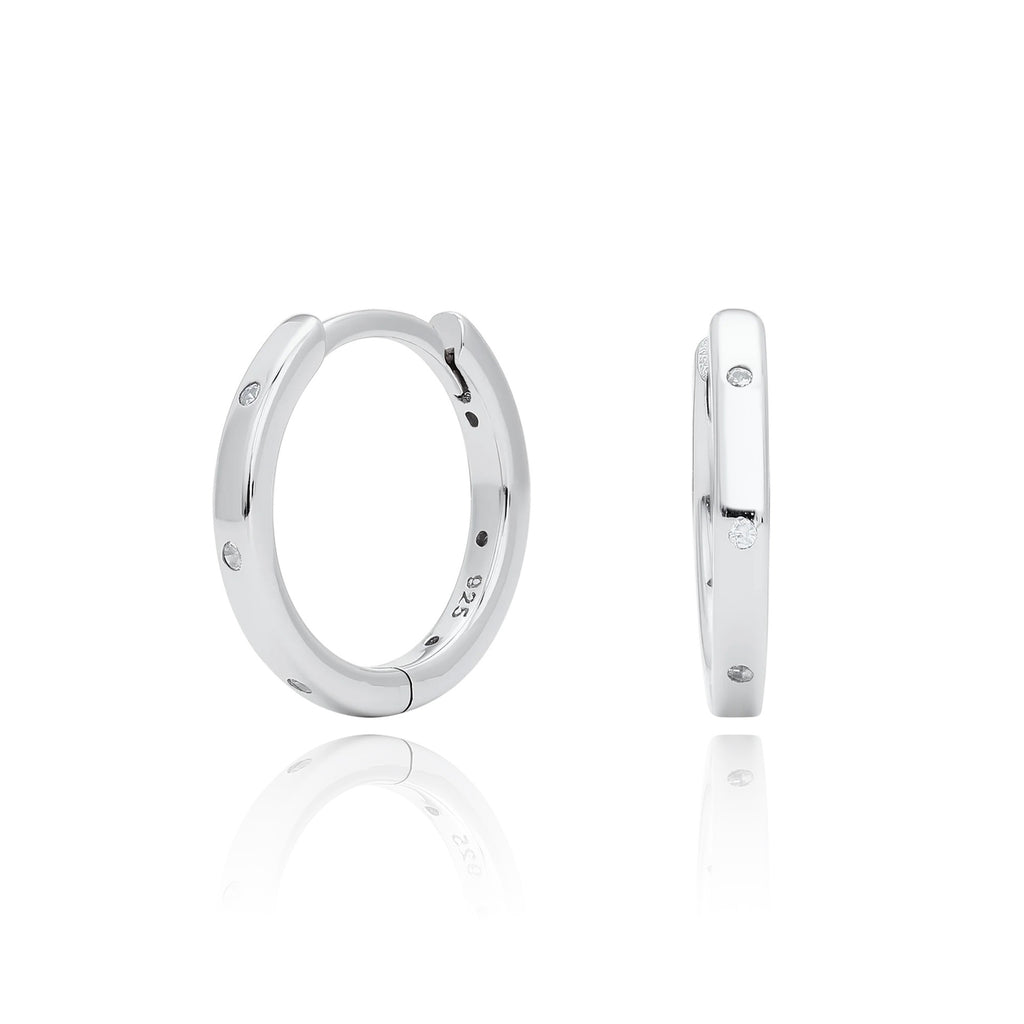 Damen Creolen mit funkelnden Zirkon-Akzenten aus 925 Sterling Silber Shop Nory
