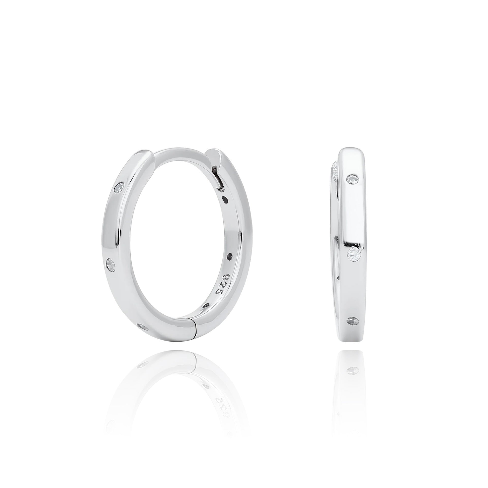 Damen Creolen mit funkelnden Zirkon-Akzenten aus 925 Sterling Silber Shop Nory