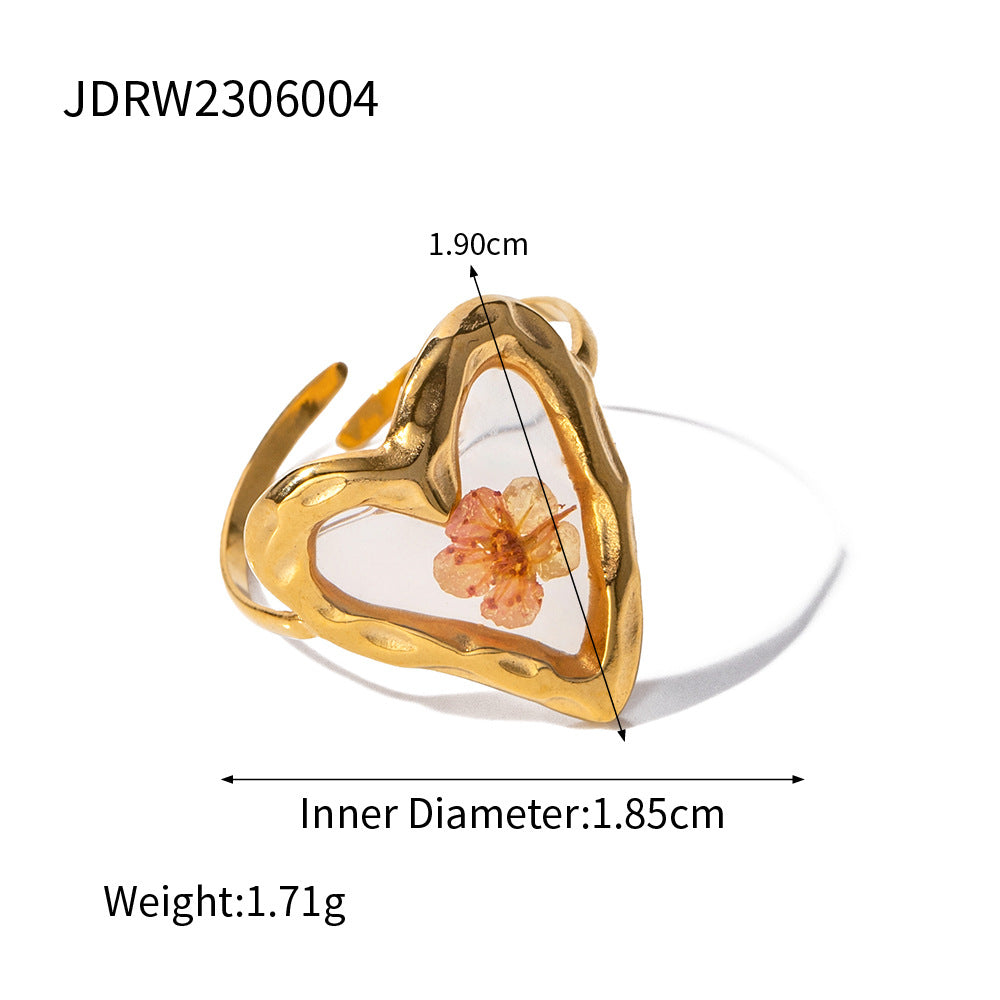 Damen Offener Ring mit charmanten floralen Motiven und hypoallergener Edelstahlverarbeitung Shop Nory