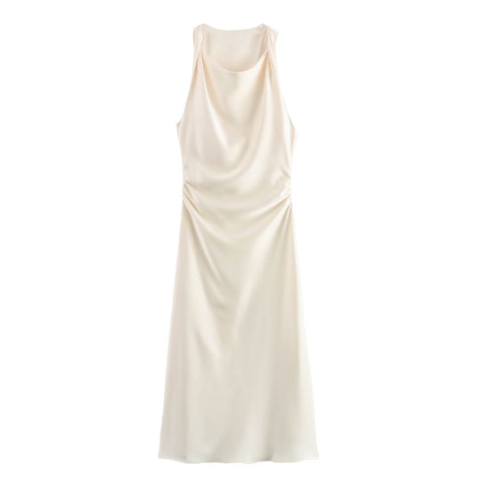 Damen elegantes Sommerkleid mit fließendem Schnitt und charmanten Rüschendetails