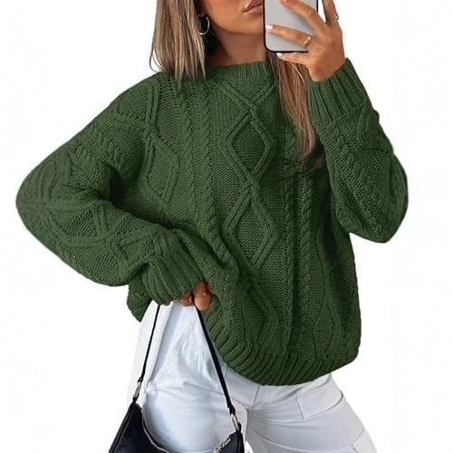 Damen Grobstrickpullover im Zopfmuster mit lässigem Oversize-Schnitt Shop Nory
