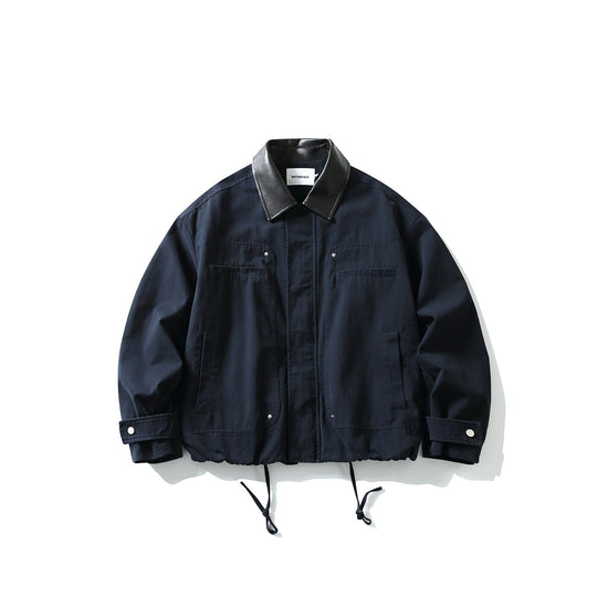 Herren Fieldjacke im Boxy‑Cut mit Lederkragen und Kordelzug Shop Nory