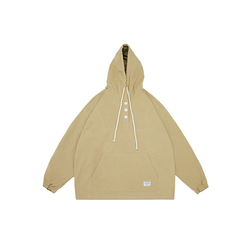 Unisex Oversize-Kapuzenpullover mit Knopfleiste, Kängurutasche und elastischen Bündchen Shop Nory