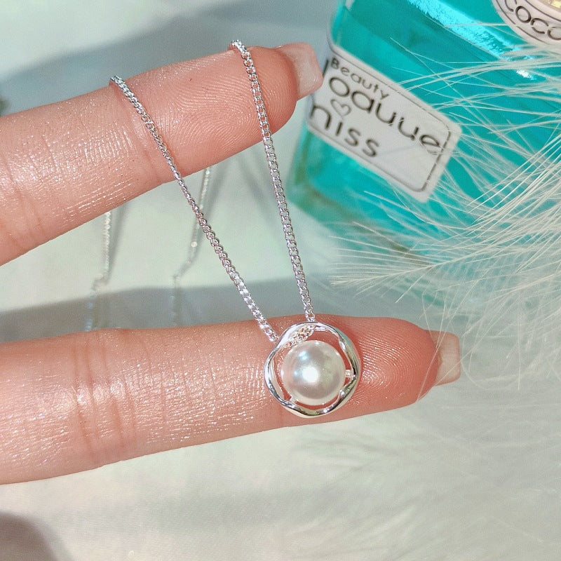 Damen Halskette mit stilvollem Perlenanhänger und feinem Drahtdesign Shop Nory