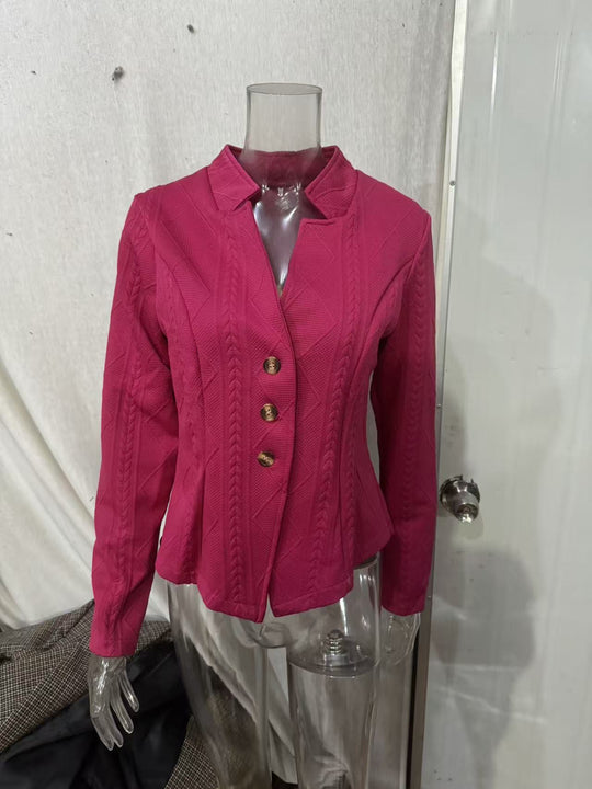 Damen nan strukturierter Blazer mit Zopfmuster und Stehkragen Shop Nory